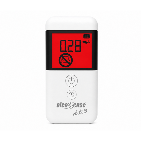 AlcoSense ELITE 3 Alkohol tester, polovodičový senzor 28 mm², 48 mm LCD, 6 náustků