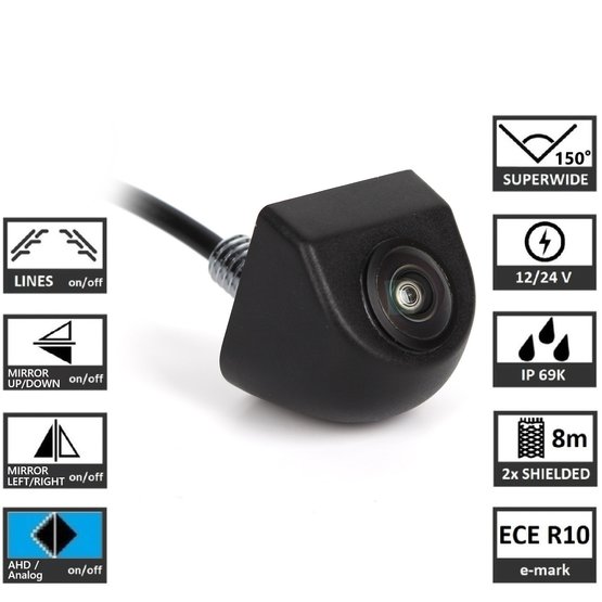 BC UNI Univerzální parkovací kamera 1080p AHD/RCA, 150°