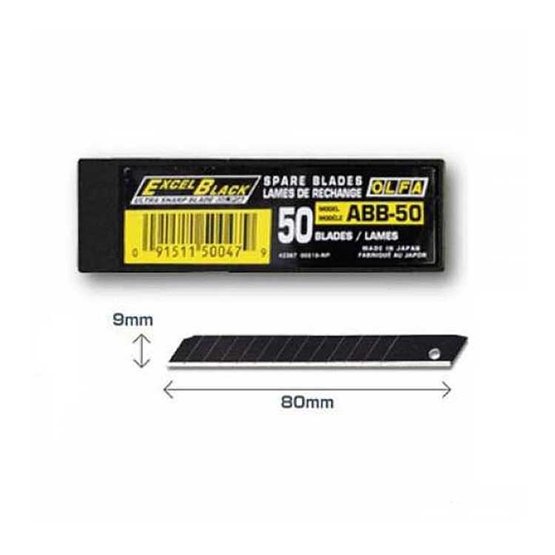 KF 120-ABB-50 náhradní čepele 9mm 45°, OLFA, černé 50ks k nožíku KF 100-S