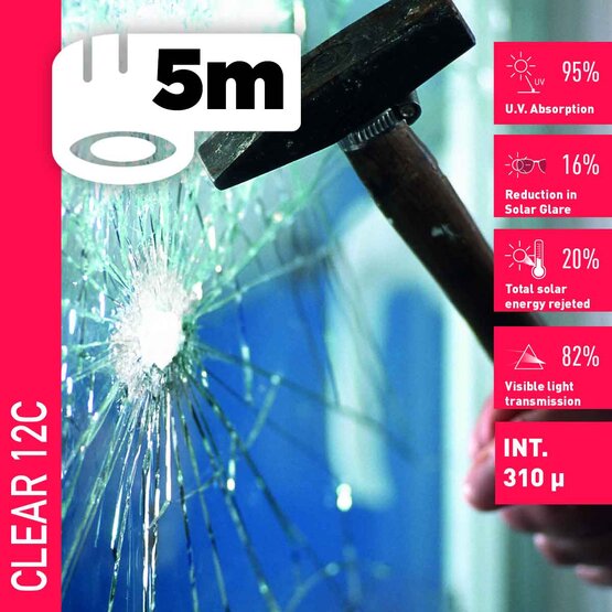 Solar Screen CLEAR 12 C (5bm) bezpečnostní interiérová fólie