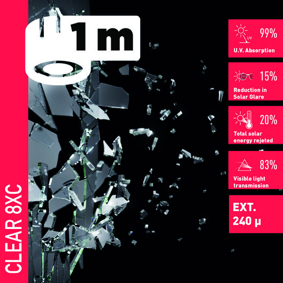 Solar Screen CLEAR 8 XC (bm) bezpečnostní exteriérová fólie