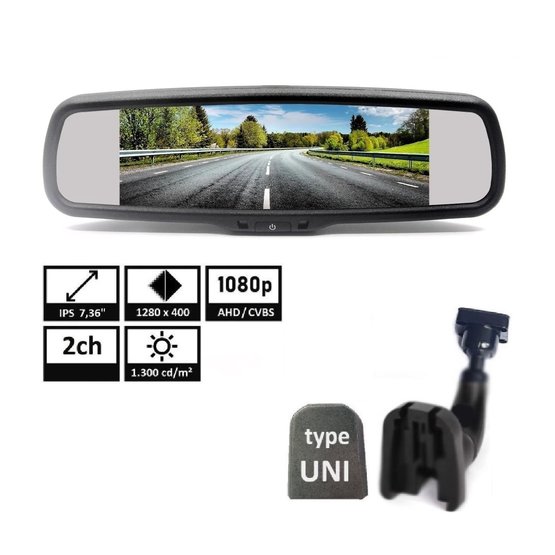 TFT MIRROR7 AHD Monitor 7" v zrcadle, s držákem a paticí na sklo