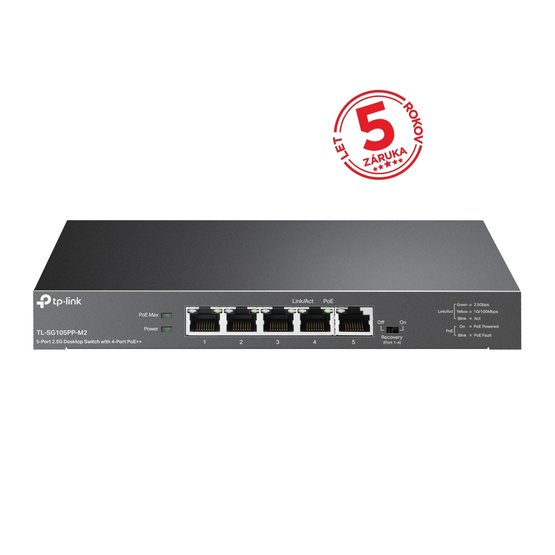 TP-Link TL-SG105PP-M2 5portový PoE++ switch