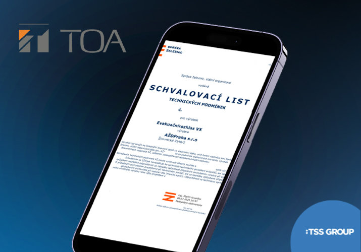  TOA VX-3000 nově s drážním certifikátem