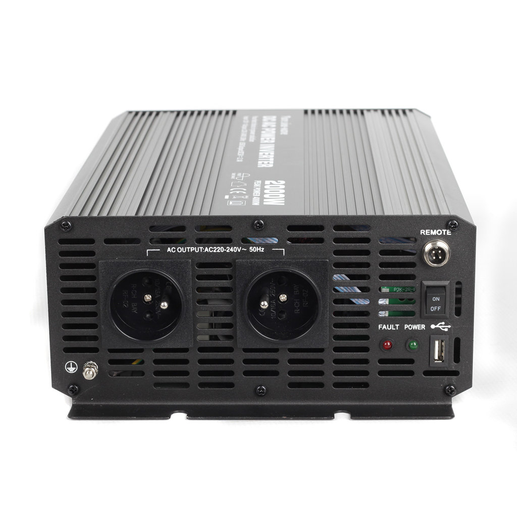 CAR2000-S Měnič napětí sinusový z 12V na 230V, USB, 2000W - CAR2000-S