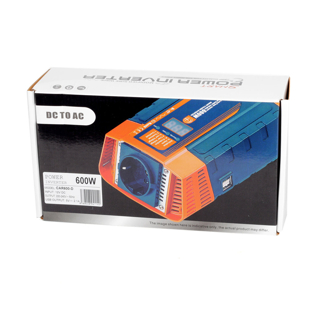 CAR600-D Měnič napětí z 12V na 230V, USB, 600W, displej - CAR600-D