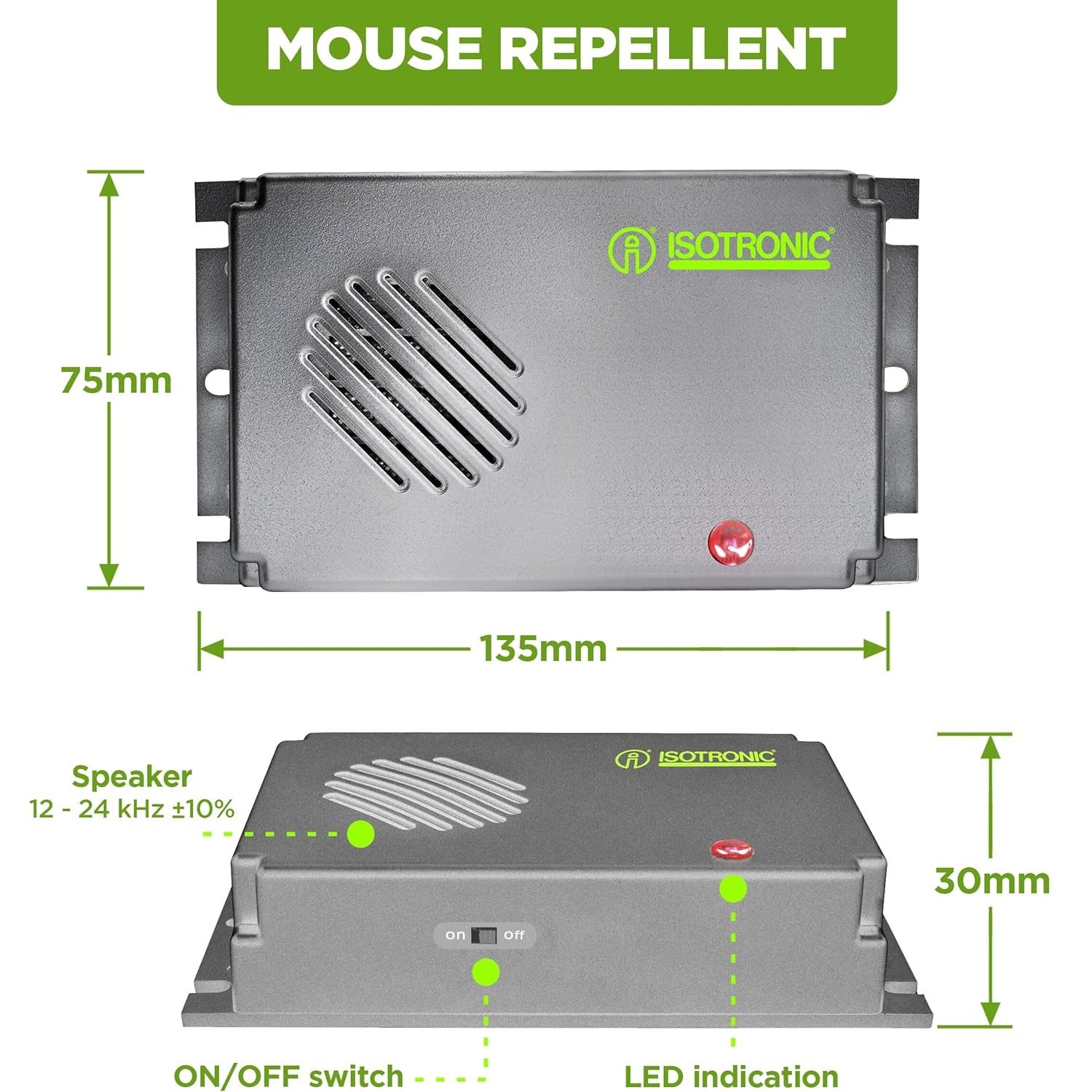Isotronic M624 Odpuzovač, 12-24 kHz, na baterie - M624