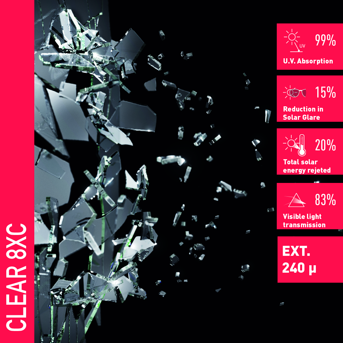 Solar Screen CLEAR 8 XC bezpečnostní exteriérová fólie