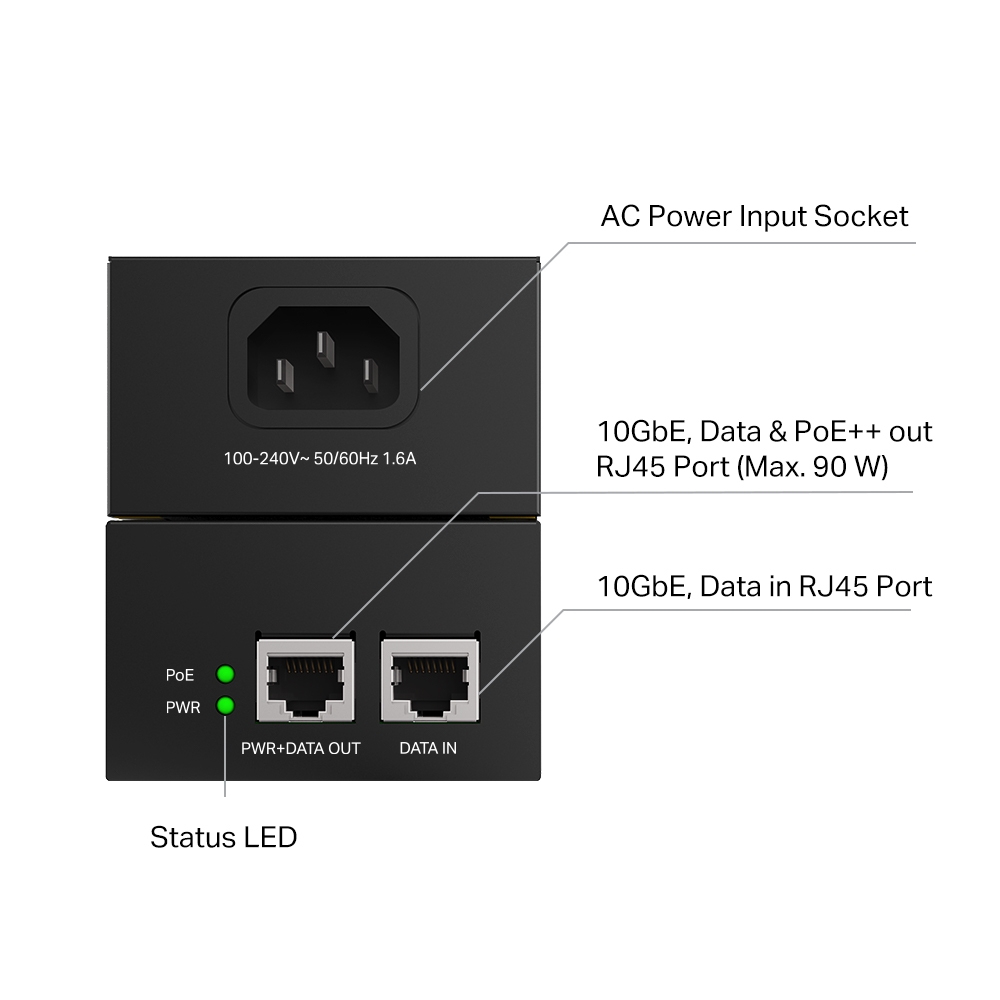TP-Link TL-POE380S 10Gbit Omada PoE++ injektor